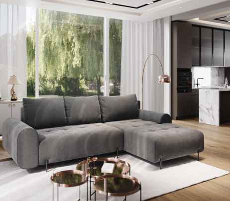 Rozkládací rohová sedačka ARMEN 270x180 šedá