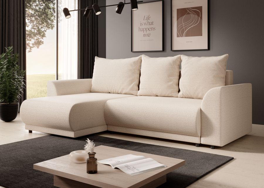 Rozkládací rohová sedačka LIMADOR 243x165 béžová