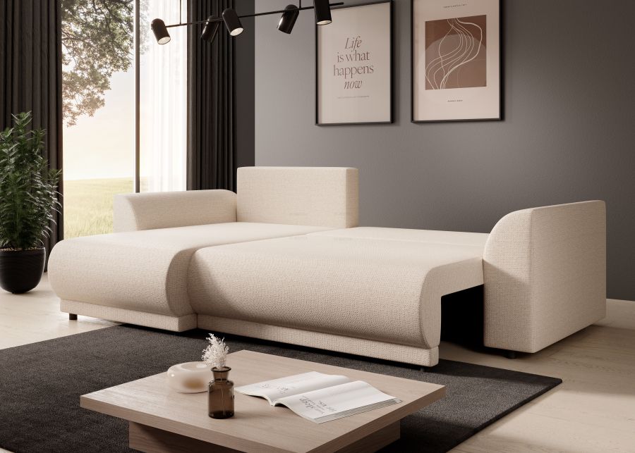 Rozkládací rohová sedačka LIMADOR 243x165 béžová