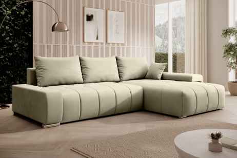 Rozkládací rohová sedačka VELURO 259x180 béžová