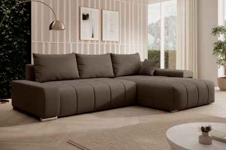 Rozkládací rohová sedačka VELURO 259x180 hnědá