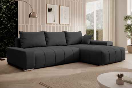Rozkládací rohová sedačka VELURO 259x180 tmavě šedá