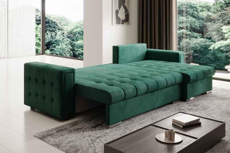 Rozkládací rohová sedačka GASPA 241x151 zelená