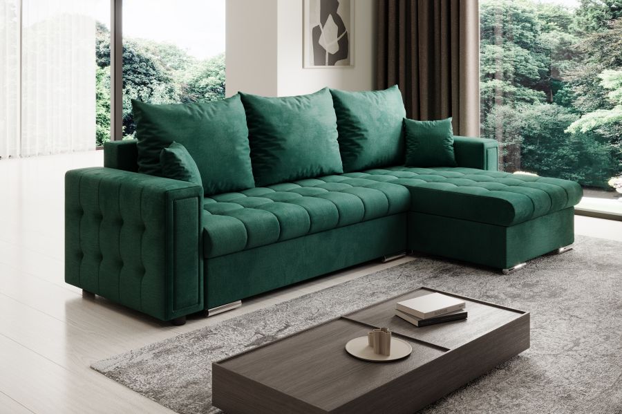 Rozkládací rohová sedačka GASPA 241x151 zelená