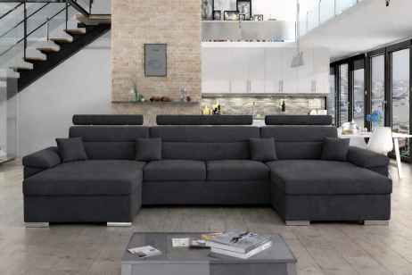 Rozkládací rohová sedačka LEILA U 375x160 šedá