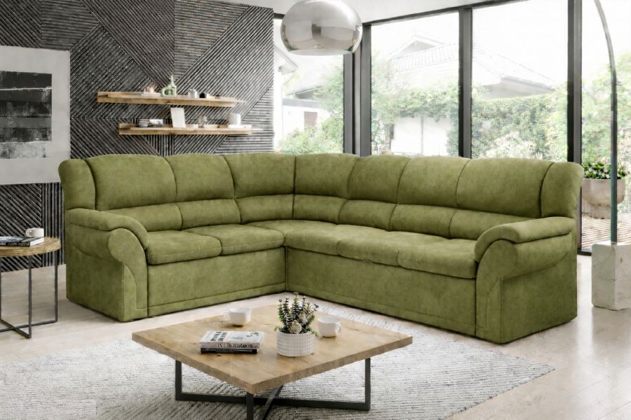 Rozkládací rohová sedačka ALEXIA DELUXE 270x220 olivová