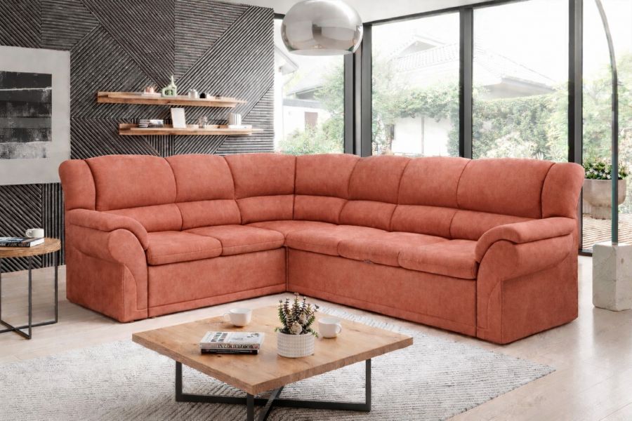 Rozkládací rohová sedačka ALEXIA DELUXE 270x220 růžová
