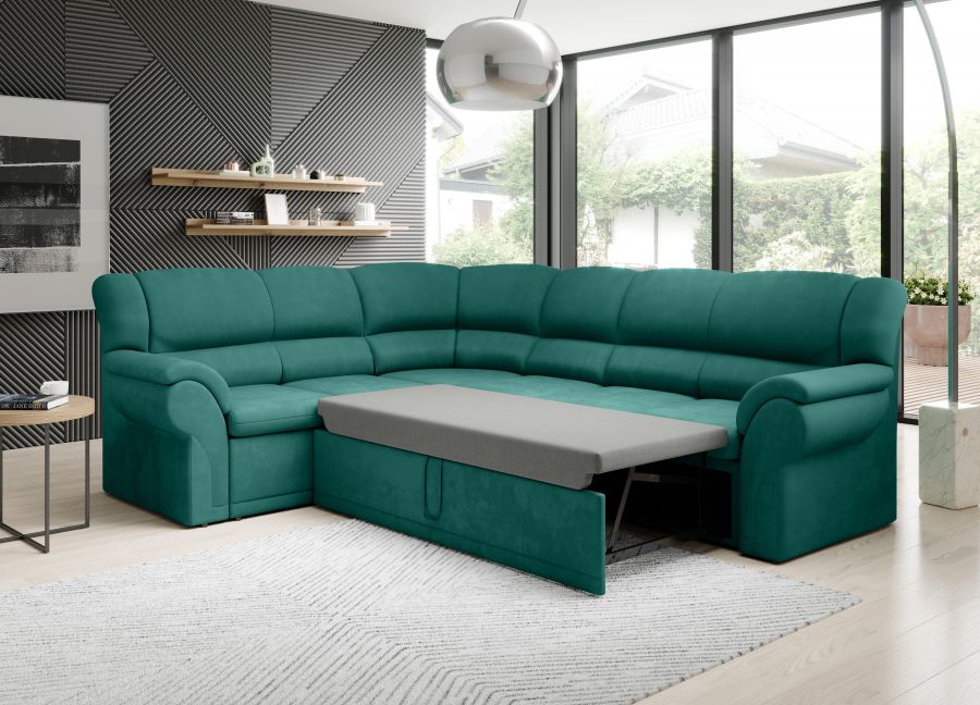 Rozkládací rohová sedačka ALEXIA DELUXE 270x220 růžová