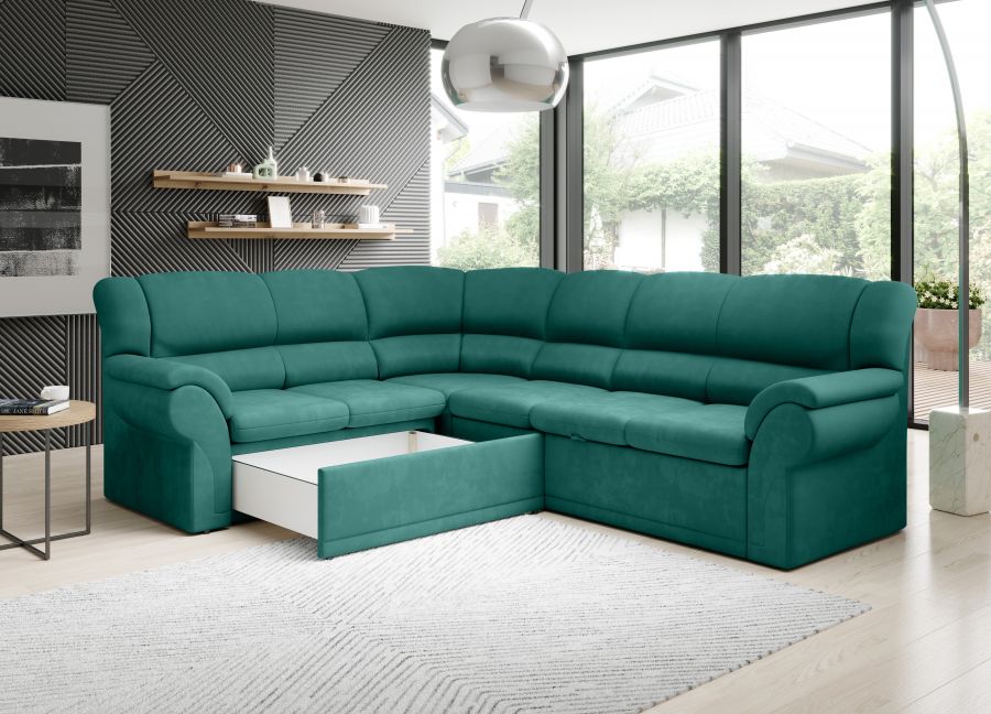Rozkládací rohová sedačka ALEXIA DELUXE 270x220 růžová