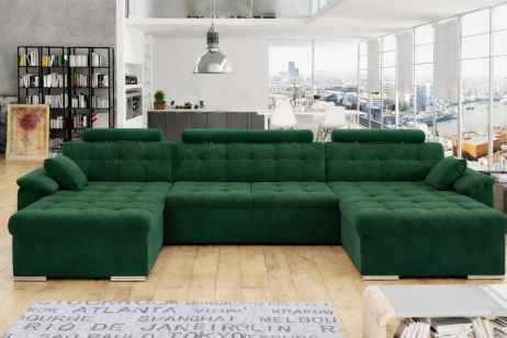 Rozkládací rohová sedačka MIA U II 378x170 se záhlavníky zelená