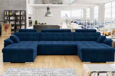 Rozkládací rohová sedačka MIA U II 378x170 se záhlavníky modrá