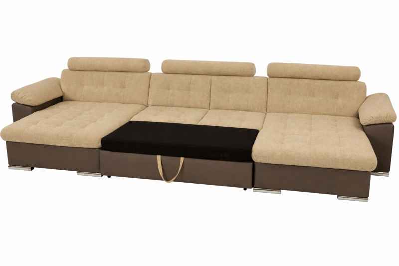 Rozkládací rohová sedačka MIA U II 378x170 se záhlavníky modrá