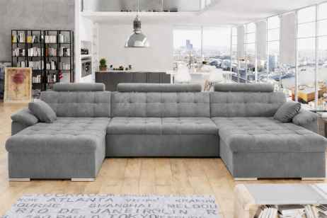 Rozkládací rohová sedačka MIA U II 378x170 se záhlavníky šedá