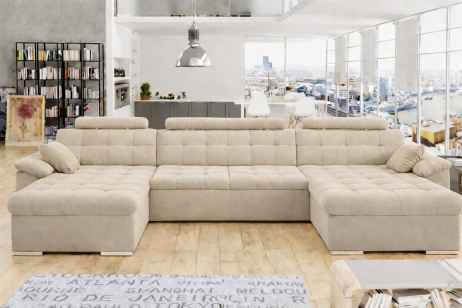 Rozkládací rohová sedačka MIA U II 378x170 se záhlavníky krémová