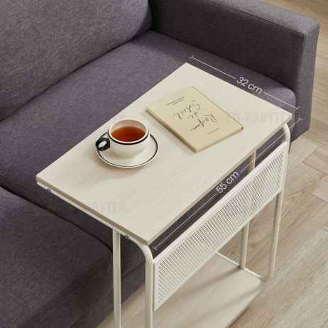 Odkládací stolek 55x32x66cm, mdf, bělený dub, AKF-E1012 CRM