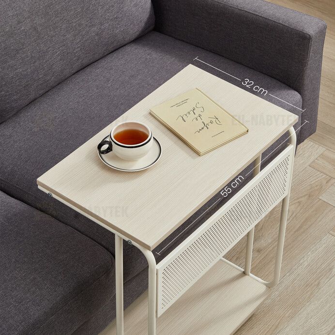 Odkládací stolek 55x32x66cm, mdf, bělený dub, AKF-E1012 CRM