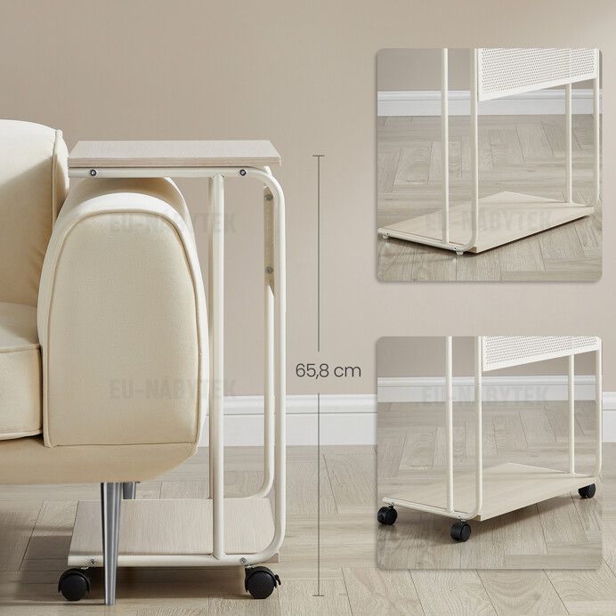 Odkládací stolek 55x32x66cm, mdf, bělený dub, AKF-E1012 CRM