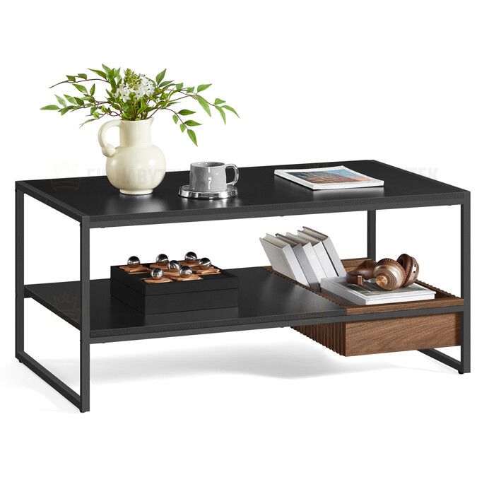 Konferenční stolek 100x55x45cm, mdf, ořech, AKF-E1081 BK