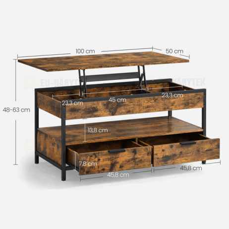 Konferenční stolek 100x50x48cm, mdf, old wood, AKF-E1252 OLW
