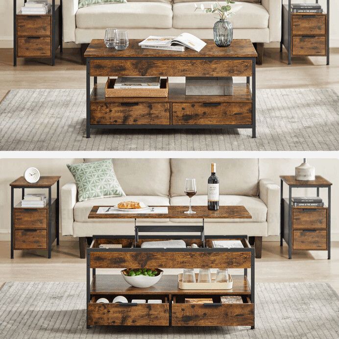 Konferenční stolek 100x50x48cm, mdf, old wood, AKF-E1252 OLW