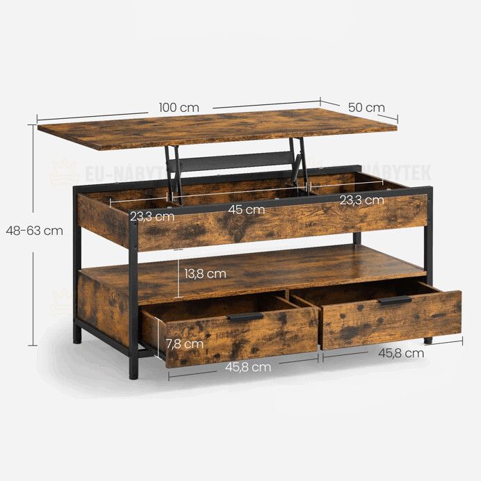 Konferenční stolek 100x50x48cm, mdf, old wood, AKF-E1252 OLW