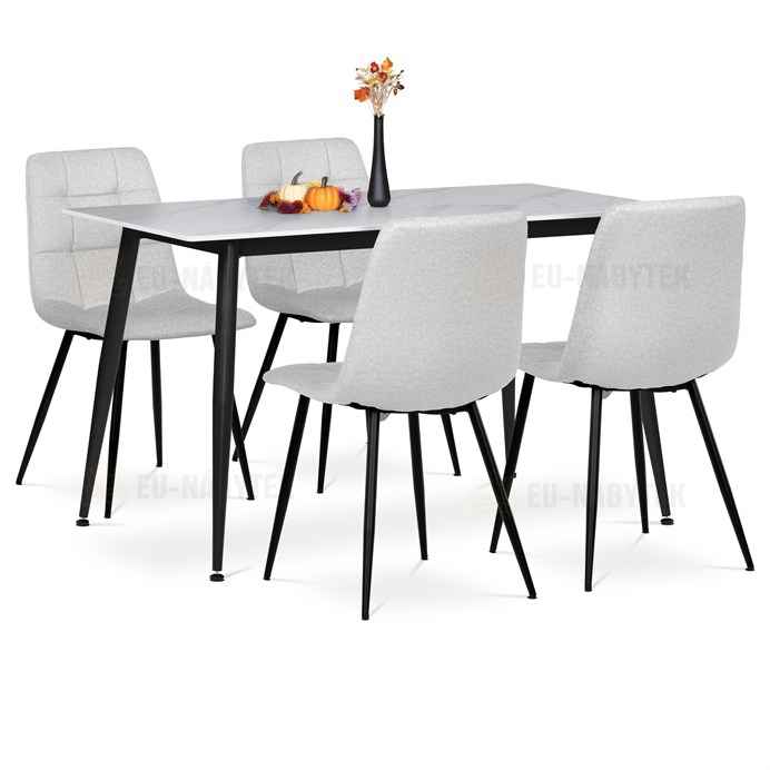 Jídelní set s 4 židlemi, 130x70x76cm, keramika, mramor, ASE-1038 WT2