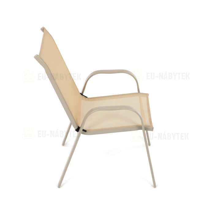 Zahradní židle, kov, síťovina, krémová, AZC-C1000 CRM