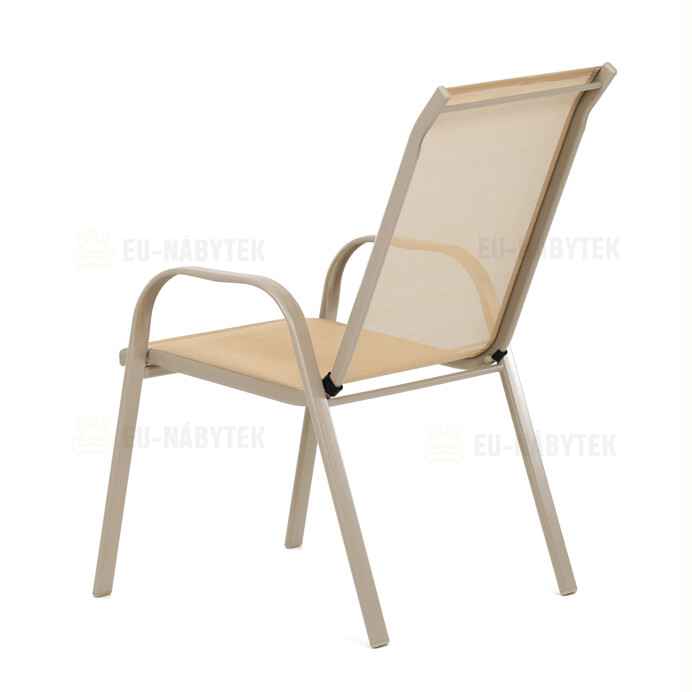 Zahradní židle, kov, síťovina, krémová, AZC-C1000 CRM