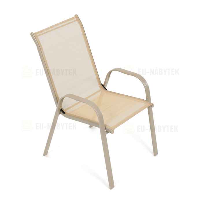 Zahradní židle, kov, síťovina, krémová, AZC-C1000 CRM