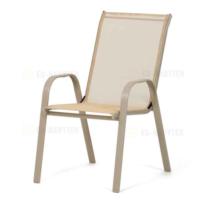 Zahradní židle, kov, síťovina, krémová, AZC-C1000 CRM