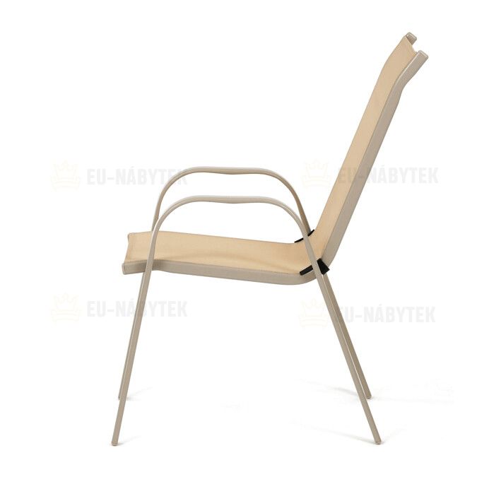 Zahradní židle, kov, síťovina, krémová, AZC-C1000 CRM
