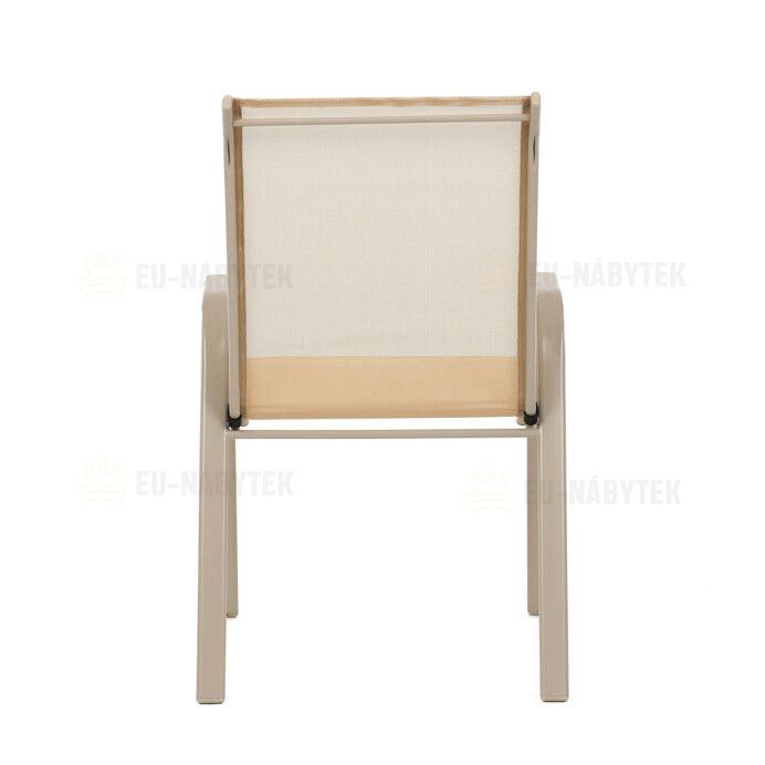 Zahradní židle, kov, síťovina, krémová, AZC-C1000 CRM