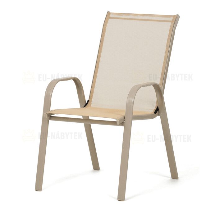 Zahradní židle, kov, síťovina, krémová, AZC-C1000 CRM