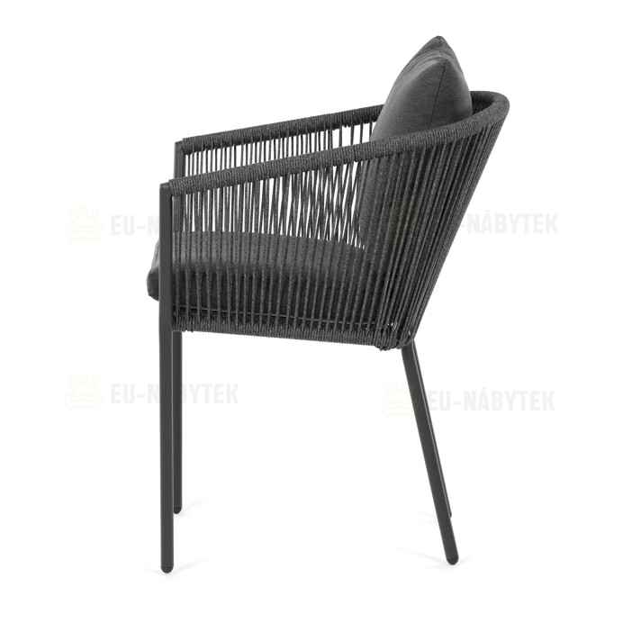 Zahradní židle, hliník, látka, šedá, AZC-C1179 GREY