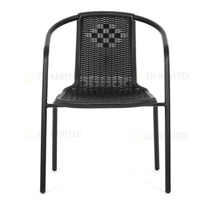 Zahradní židle, kov, plast, černá, AZC-H1001 BK