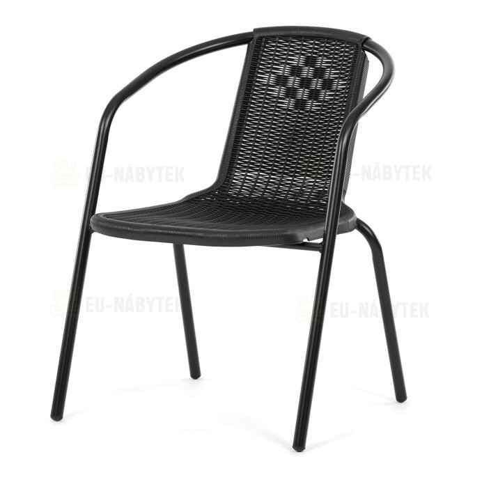 Zahradní židle, kov, plast, černá, AZC-H1001 BK