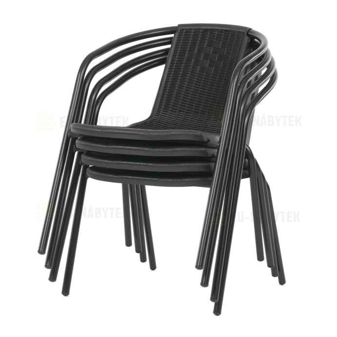 Zahradní židle, kov, plast, černá, AZC-H1001 BK