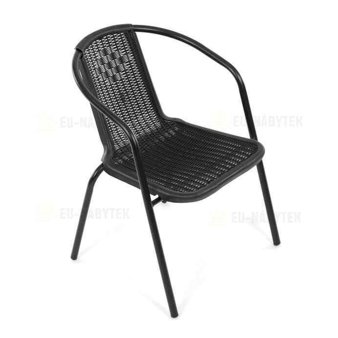 Zahradní židle, kov, plast, černá, AZC-H1001 BK