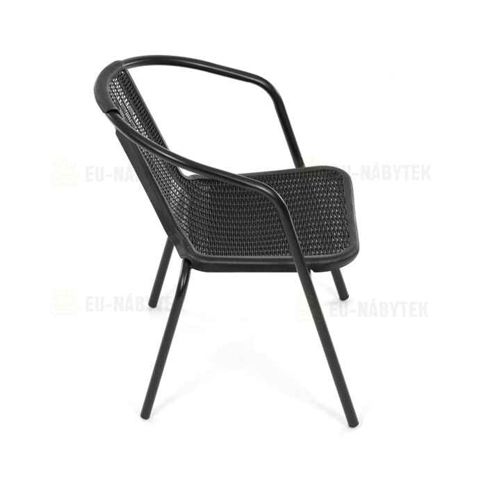 Zahradní židle, kov, plast, černá, AZC-H1001 BK