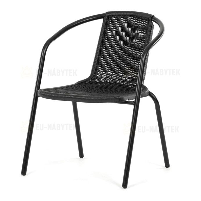 Zahradní židle, kov, plast, černá, AZC-H1001 BK