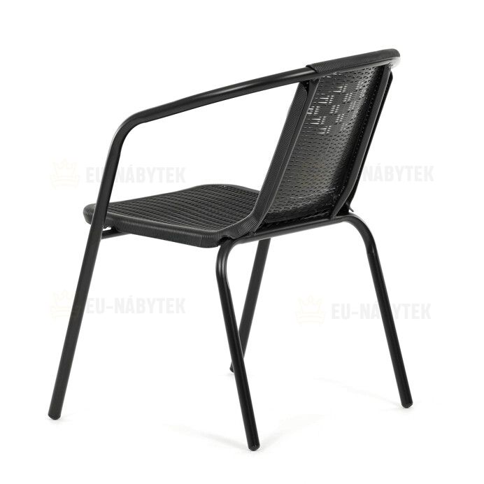 Zahradní židle, kov, plast, černá, AZC-H1001 BK