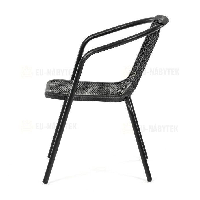 Zahradní židle, kov, plast, černá, AZC-H1001 BK