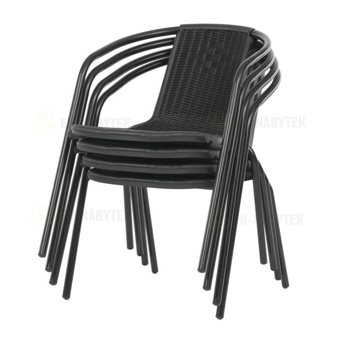 Zahradní židle, kov, plast, černá, AZC-H1001 BK
