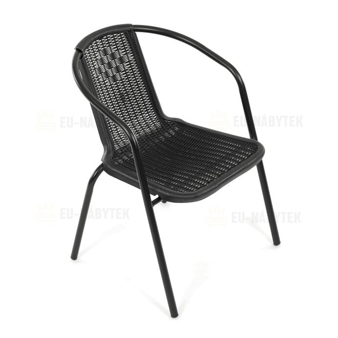 Zahradní židle, kov, plast, černá, AZC-H1001 BK