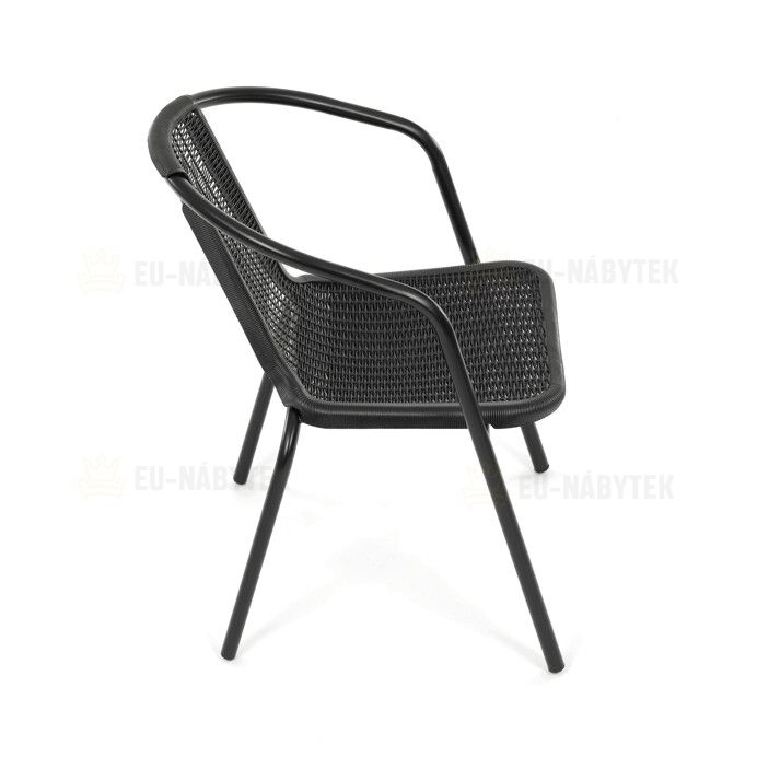 Zahradní židle, kov, plast, černá, AZC-H1001 BK