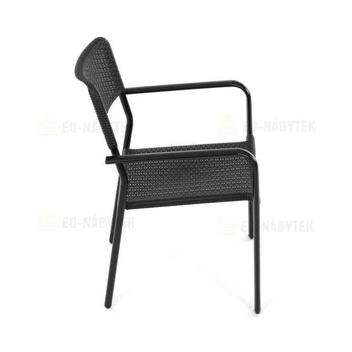 Zahradní židle, kov, plast, černá, AZC-H1021 BK