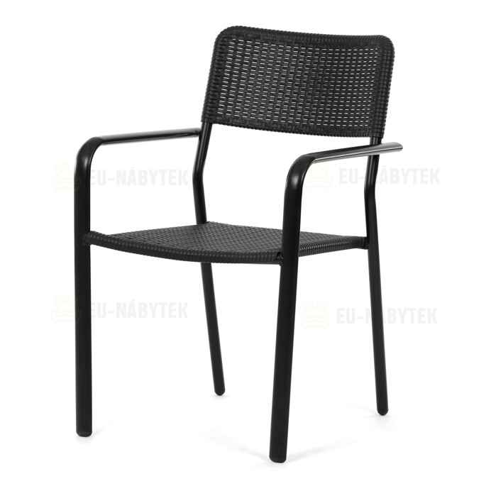 Zahradní židle, kov, plast, černá, AZC-H1021 BK