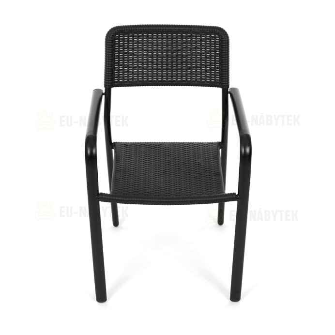 Zahradní židle, kov, plast, černá, AZC-H1021 BK