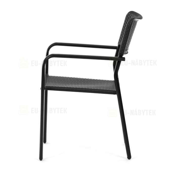 Zahradní židle, kov, plast, černá, AZC-H1021 BK