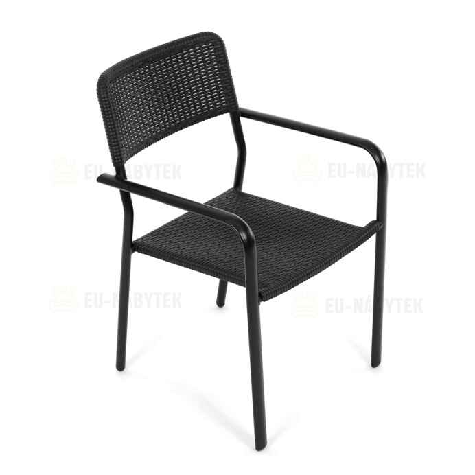 Zahradní židle, kov, plast, černá, AZC-H1021 BK